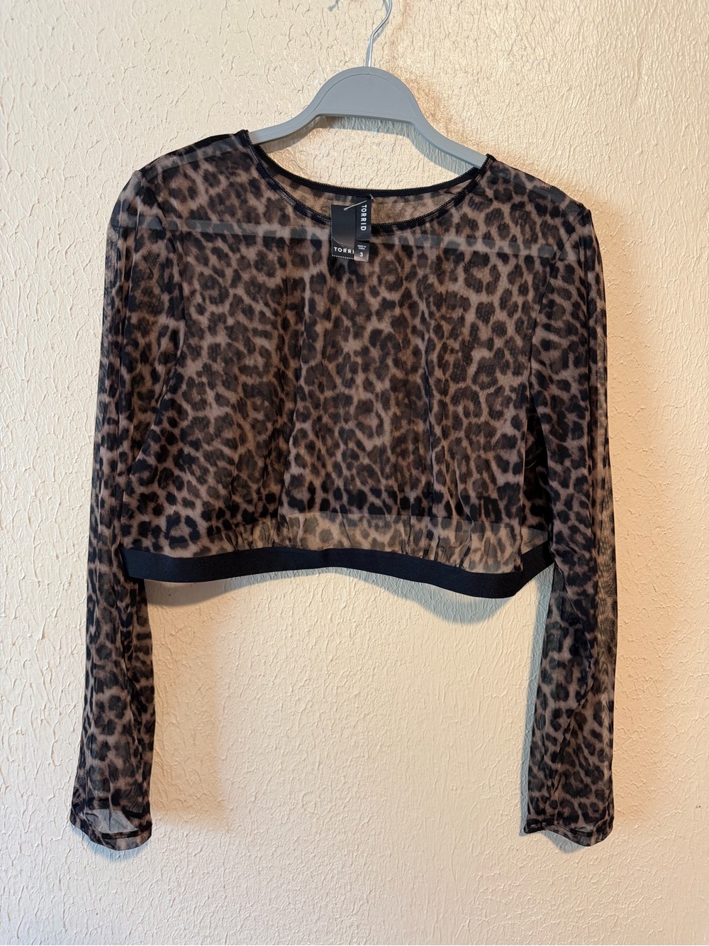Torrid Mesh Under-It-All Crop Top Animal Print Size 3X Stretchy Plus Size